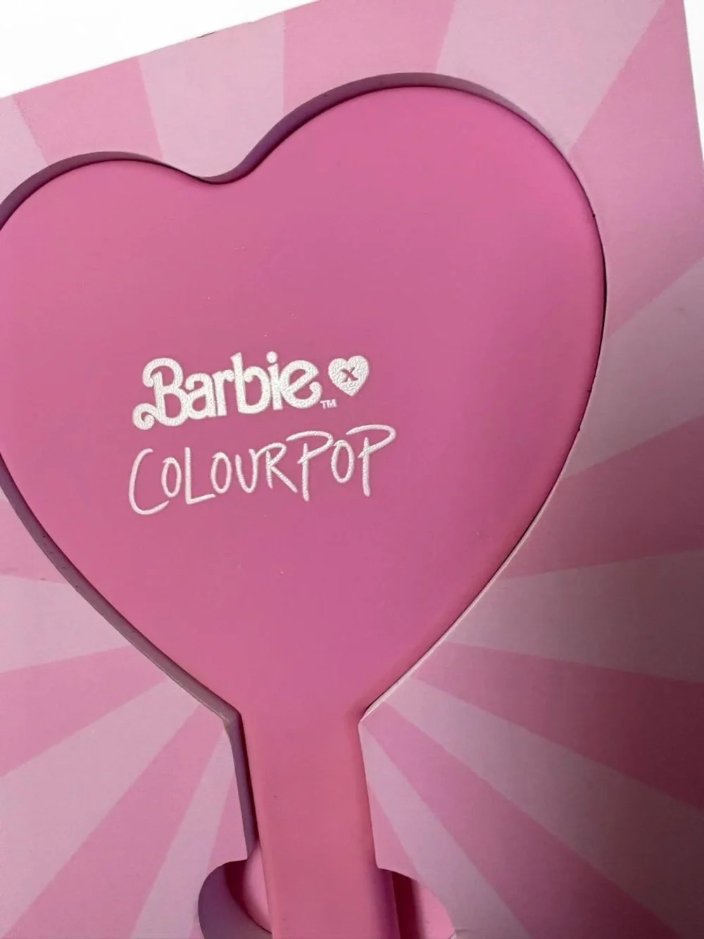 ColourPop x Barbie Heart Hand Mirror Pink Makeup Vanity Rare Limited Edition NIB
